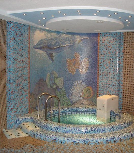 мозаика в интерьере банного комплекса